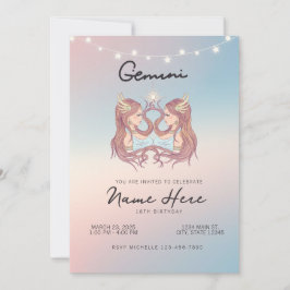 Convite Aniversário do Signo de Gêmeos no Zodíaco