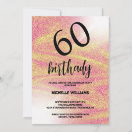 Convite Aniversário do Silver Glitter Coral Calliographic