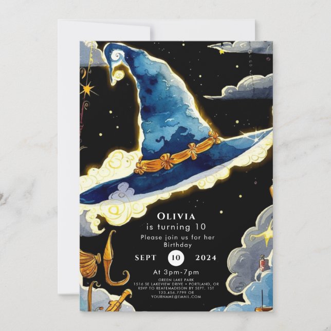 Convite Aniversário do Simples Assistente de Mágica para C (Frente)