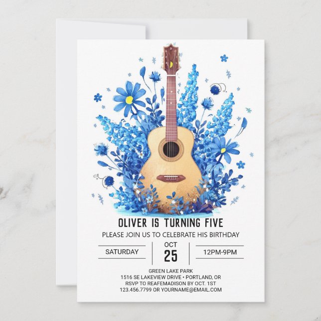 Convite Aniversário do Simples Guitarrista das Crianças (Frente)