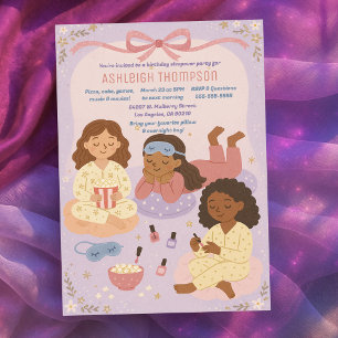 Convite Aniversário do Sleepover Pajama Party for Girls