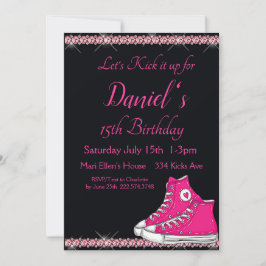 Convite Aniversário do Sneaker, Bling Rosa