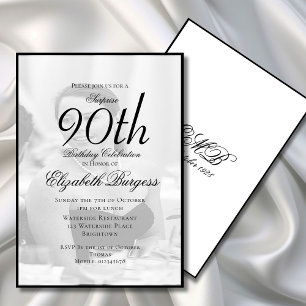Convite Aniversário do Solteiro Elegante de 90 Birthday