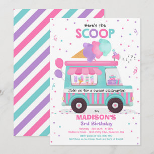 Convite Aniversário do Sorvete de Festa de aniversário d