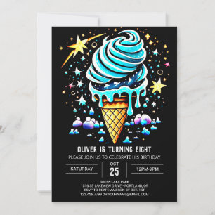 Convite Aniversário do Sorvete de Menino Editável Chic Pop