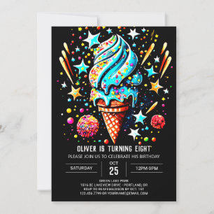 Convite Aniversário do Sorvete do Sorvete Personalizado Ch