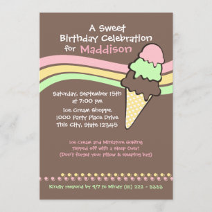 Convite Aniversário do sorvete e dormir