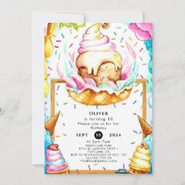 Convite Aniversário do Sorvete Mágico Personalizado