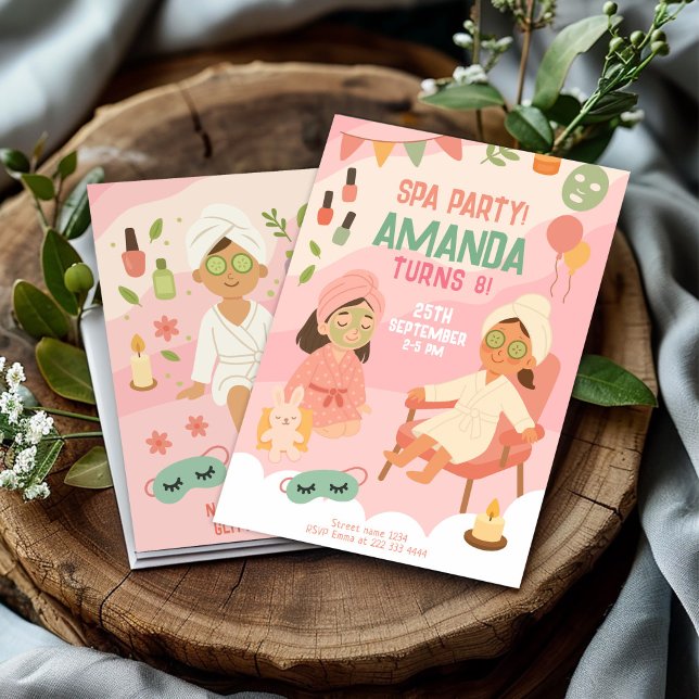 Convite Aniversário do Spa Rosa Pastel (Criador carregado)
