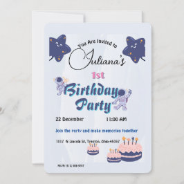 Convite Aniversário do Space Explorer - Astronautas e Estr