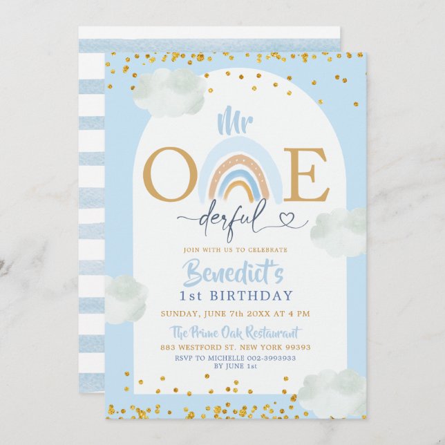 Convite Aniversário do Sr. Maravilhoso, Cotovelo Azul (Frente/Verso)