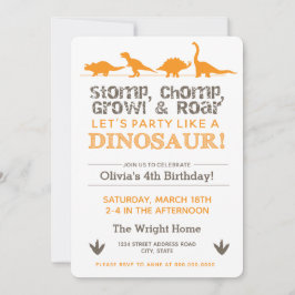Convite Aniversário do Stomp Chomp Growth and Roar Dinosau