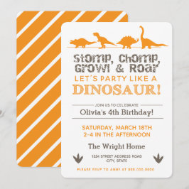 Convite Aniversário do Stomp Chomp Growth and Roar Dinosau