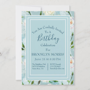 Convite Aniversário do Summer Blush Floral Blooms