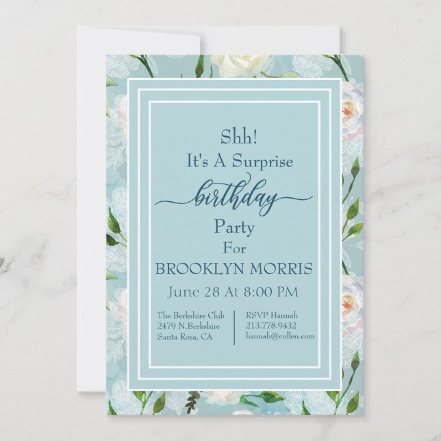 Convite Aniversário do Summer Blush Lacy Floral Blooms (Frente)