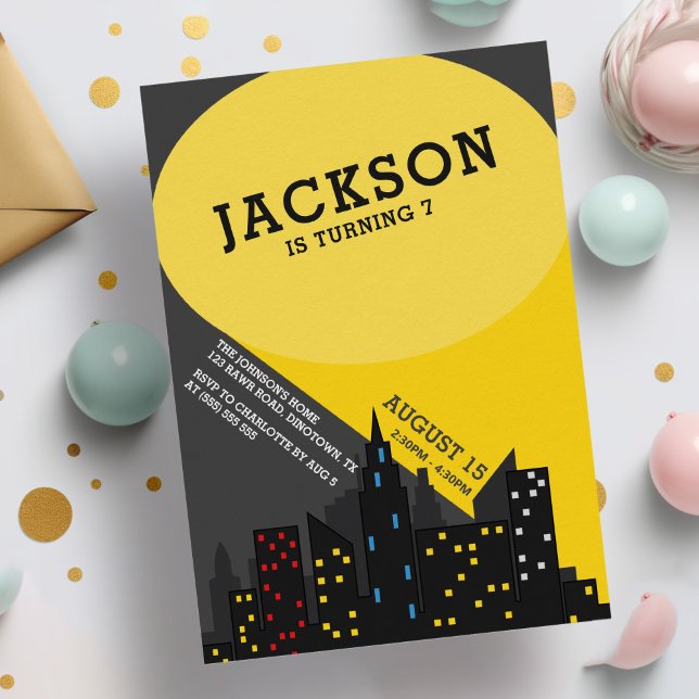 Convite Aniversário do Super-Herói Moderno (Criador carregado)