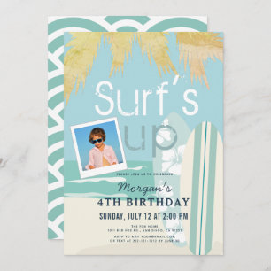 Convite Aniversário do surf Up Boy Surfboards Beach