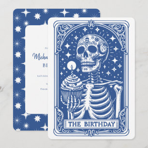 Convite Aniversário do Tarot Esqueleto Azul