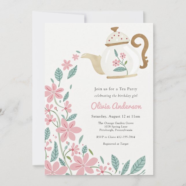 Convite Aniversário do Tea Party (Frente)