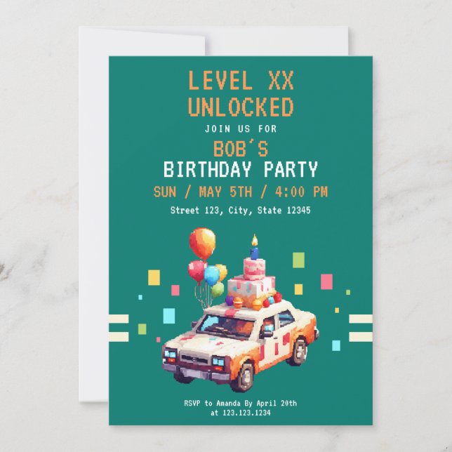 Convite Aniversário do Teal e do Carro Laranja (Frente)