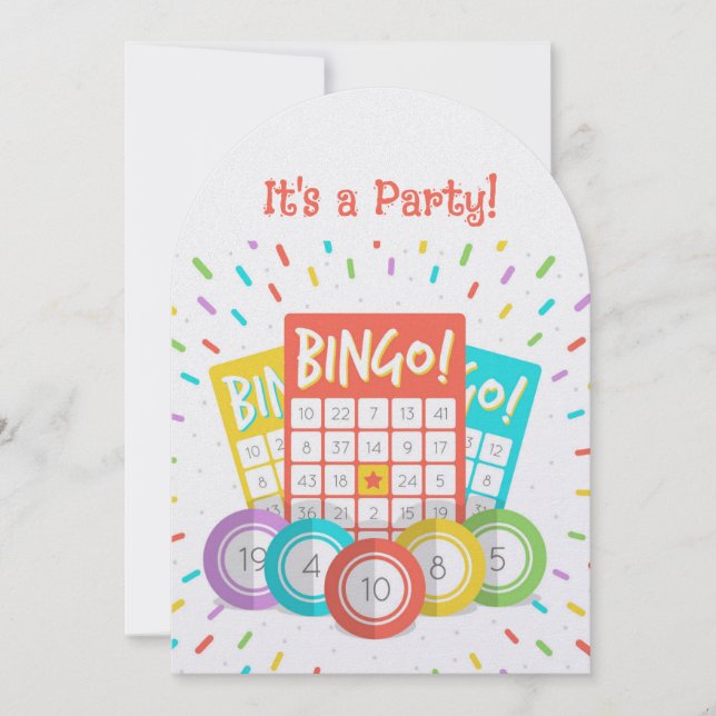Convite Aniversário do Tema Bingo da Era Personalizada (Frente)
