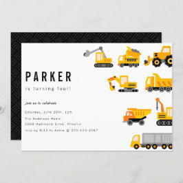 Convite Aniversário do Tema Caminhões de Construção