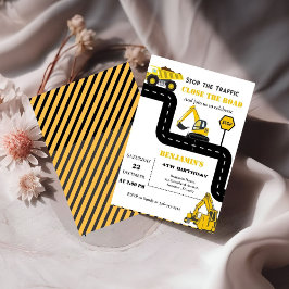 Convite Aniversário do tema construção do caminhão