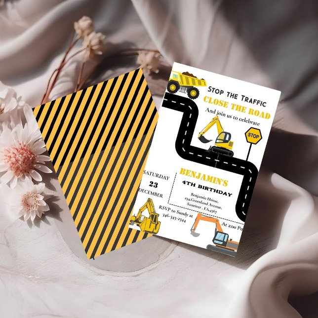 Convite Aniversário do tema construção do caminhão (Criador carregado)