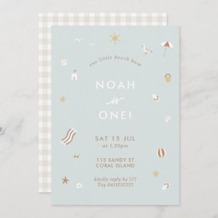 Convite Aniversário do Tema da Festa de Piscina de Praia d