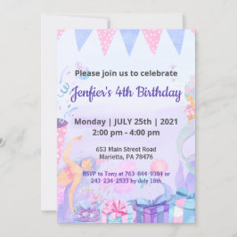 Convite Aniversário do Tema do Bebê Roxo