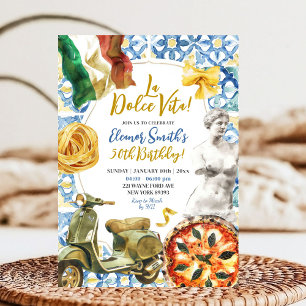 Convite Aniversário do Tema do Janto Italiano La Dolce Vit
