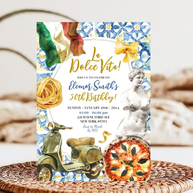Convite Aniversário do Tema do Janto Italiano La Dolce Vit (Criador carregado)