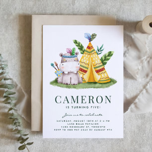 Convite Aniversário do Tema Hippo Safari da Tribal com Aqu