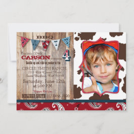 Convite Aniversário do Tema Ocidental do Cowboy Red Bandan