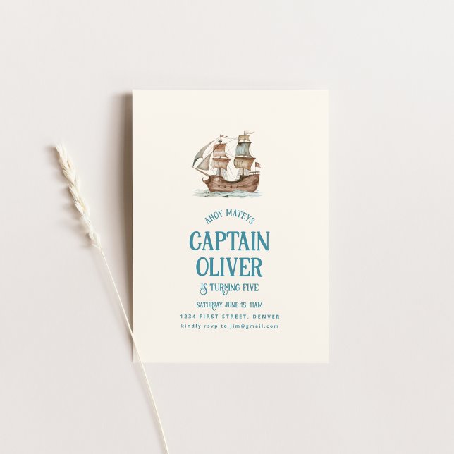 Convite Aniversário do Tesouro de Navio Pirata (Criador carregado)