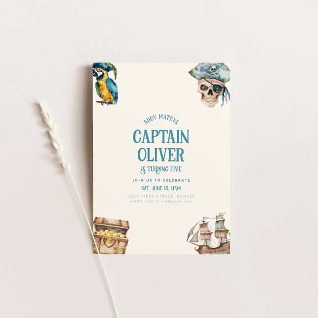 Convite Aniversário do Tesouro de Navio Pirata (Criador carregado)