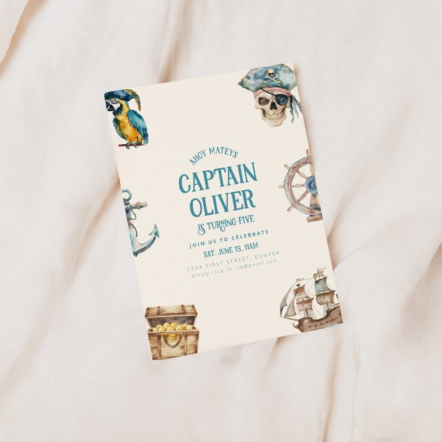 Convite Aniversário do Tesouro de Navio Pirata (Criador carregado)