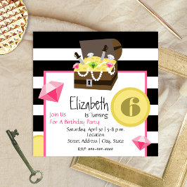 Convite Aniversário do Tesouro Pirata - Moedas do Peito e