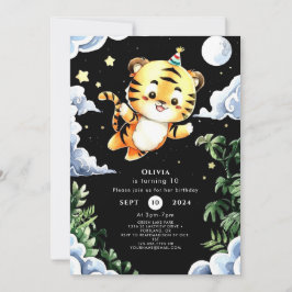 Convite Aniversário do Tigre de Aquarela Personalizado