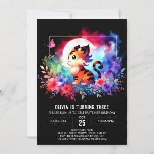 Convite Aniversário do Tigre Mágico Minimalista