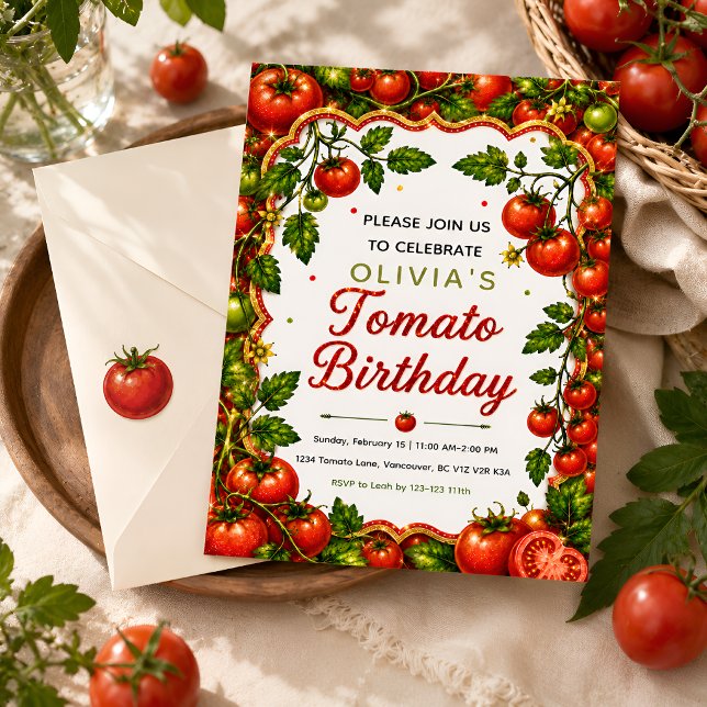 Convite Aniversário do Tomate Vermelho (Criador carregado)