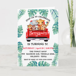 Convite Aniversário do trator da fazenda da selva do Zoo