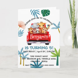 Convite Aniversário do trator da fazenda da selva do Zoo