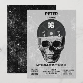 Convite Aniversário do Treino do Crânio em Placa de Peso
