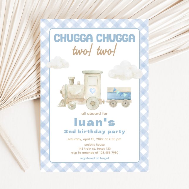 Convite Aniversário do Trem Chugga Chugga  (Train Boy Birthday Party Invitation)