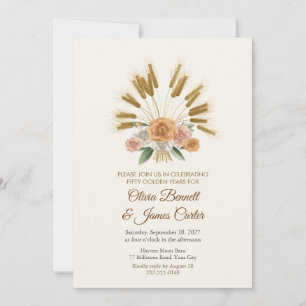 Convite Aniversário do Trigo Dourado e Rosas Ámbar