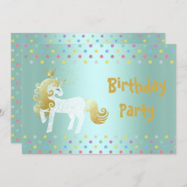 CONVITE ANIVERSÁRIO DO UNICORN BRANCO VERDE SAGE SPOT PAST