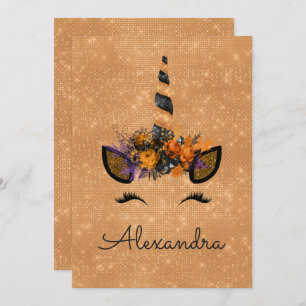 Convite Aniversário do Unicórnio em outubro do Monograma