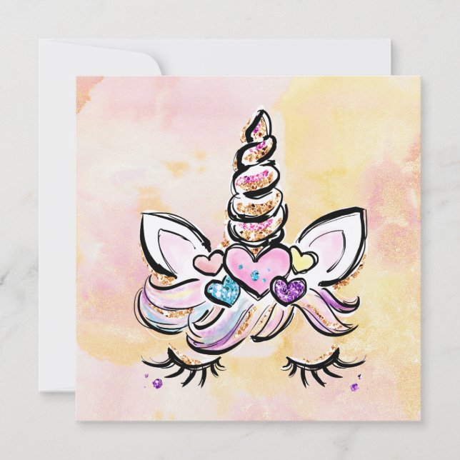 Convite Aniversário do Unicórnio Face (Frente)