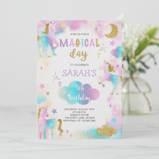 Convite Aniversário do Unicórnio Mágico da Literatura (Em pé/Frente)